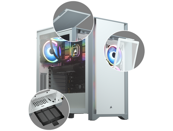 4000D Tempered Glass Mid-Tower, White - Image 3