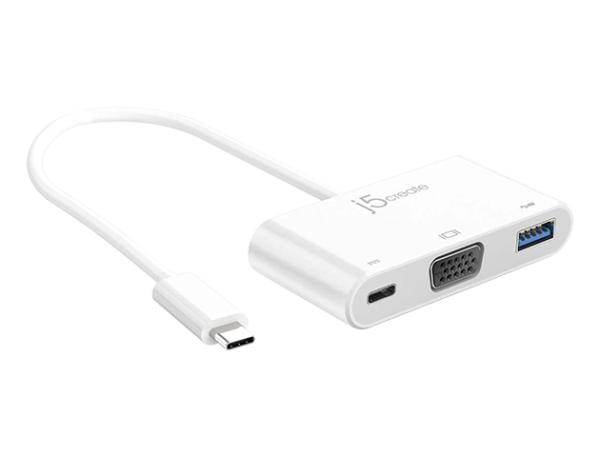 JCA378 USB Type-C to VGA & USB 3.0 Hub with Power Delivery 2.0